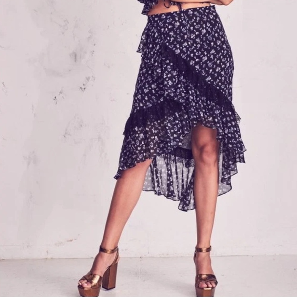 LoveShackFancy Liza Jardin Asymmetrical Skirt